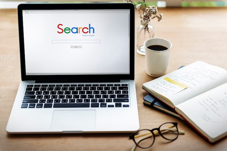 Tela do computador com a página do Google